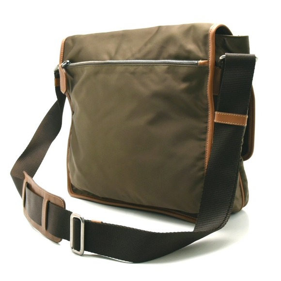 Prada Shoulder Nylon Brown Khaki Crossbody Bag Messenger - Picture 1 of 9